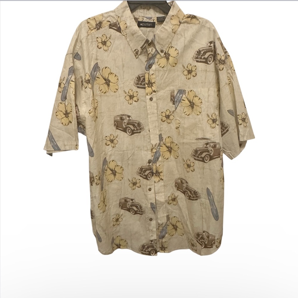 Puritan Cream Floral Men's Shirt new with tags size 2XL